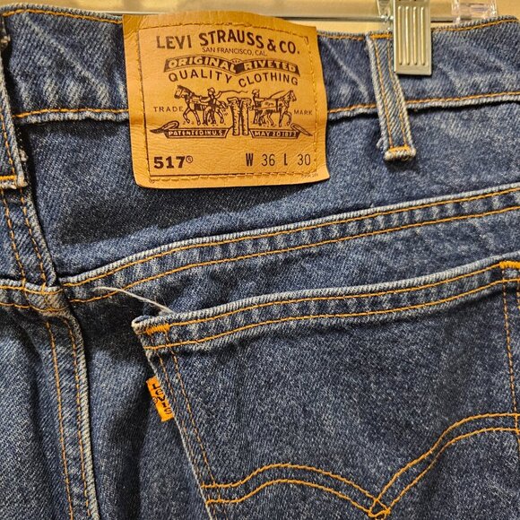 Vintage Men's 90s LEVI’S 517 Jeans Orange Tab Made in USA 36 X 30. 100% Cotton. - Picture 3 of 6